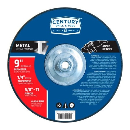 Century Drill & Tool Century Drill  75592  Depressed Center Grinding Wheel 9" x 5/8-11"  Type 27 Aluminum Oxide 75592